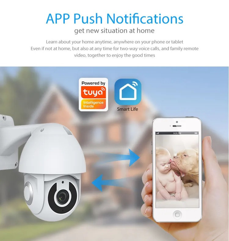 Tuya 1080P Full HD PTZ WiFi IP Camera, IR Night Vision, Two-way Audio